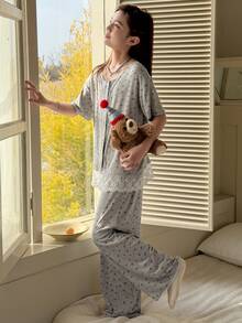 Dazy Kids Tween Girl Ditsy Floral Long Sleeve Top And Pants Pajama Set