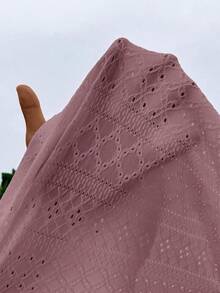 SHEIN Frenchy Eyelet Embroidery Ruffle Trim Round Neck Lace Trimmed Tee - Pink - View 8