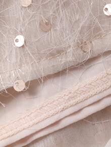 Dazy Plus Chân váy dài bằng chiffon dáng suông, cạp chun, đính cườm và thêu, xẻ tà sau, màu hồng thanh lịch, thích hợp cho lễ hội Carnival. - Hồng - Xem 3