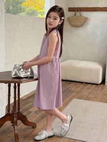 Dazy Kids Girls Embroidered Sleeveless Round Neck Dress, Tween Girl Fall Clothes - Purple - View 5