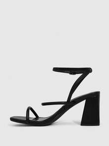 CUCCOO SZL Women Shoes Summer New Square Toe Thick High Heel Black Strap Ankle Strap Fashion Classic Comfortable Ankle Strap Sexy High Heel Sandals Valentine's Day - Black - View 8