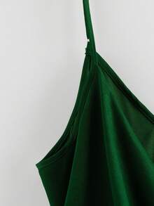 GlowEve CURVE Plus Size Elegant Summer Knot Design Camisole For Night Out Club,Fashionable Dark Green Spaghetti Strap Wrap Top,Emerald Green Vacation Dates Top - Green - View 3