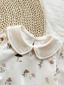 SHEIN Vintaside Kids Baby Girls Knitted Sweatshirt & Pants Set, Mushroom Pattern, Beige, Long Sleeve, Pullover, Spring/Autumn Vestidos Elegantes Para Fiesta Christmas - Apricot - View 5