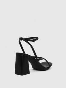 CUCCOO SZL Women Shoes Summer New Square Toe Thick High Heel Black Strap Ankle Strap Fashion Classic Comfortable Ankle Strap Sexy High Heel Sandals Valentine's Day - Black - View 10