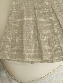 Franclia Fashionable High-Waisted Slimming A-Line Belted Pleated Skirt For Women, Autumn/Winter - Apricot - View 5