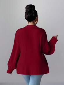 Maweii Áo kiểu dài tay cỡ lớn, thời trang, thanh lịch, đa năng, thích hợp đi làm, dễ thương. - Màu Đỏ Sâu - Xem 3