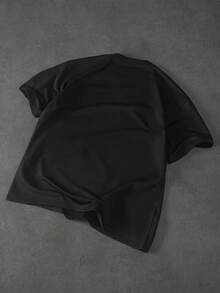 PAVTROS Áo thun nam tay ngắn cổ tròn in chữ và hoa - màu đen - Xem 4