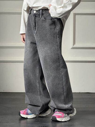 Dazy Kids 青少年男童纯色斜插口袋休闲百搭牛仔裤