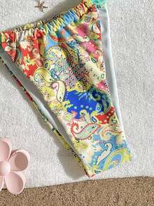 Swim Vcay Women's Sexy Backless Tie-Front Paisley Print Contrast Color Bikini Set, Summer Beach Holiday,26 New Women's Swimwear ArrivalFor School,Suitable For Holiday, Date, Afternoon Tea, Western, Cruise, Beach, Island, Road Trip, All Seasons, Music Festival, Boho Vacation,Bohemian Vacation, Chill Autumn ,Western Boho ,Elegant Tops For Women Colorful Bikini Boho Bikini Vacation Bikini Set Brazilian Bikini Set Mexico Bikini - Multicolor - View 9