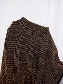 SHEIN Clasi Women's Fashion Party Plaid Patchwork Wide Leg Pants Pants With Slit Formal Wide Leg Pants Brown Plaid Pants Plaid Wide Leg Pants