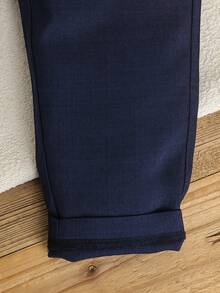 SHEIN 两件套男童绅士西装：单排扣仿口袋马甲搭配松紧腰休闲裤，不含白衬衫和领带，适合婚礼、演出、派对、生日和毕业典礼等正式场合穿着。男童西装，儿童正装，男童服装，幼儿男童正装，男童婚礼服，婚礼宾客，花童。 - 藏蓝色 - 查看 7