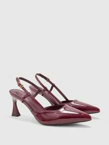 CUCCOO BIZCHIC 酒红色尖头细高跟鞋，后跟系带，简约经典款女士高跟鞋，适合日常、通勤、优雅场合和派对等各种场合。 - 酒紅色 - 查看 2
