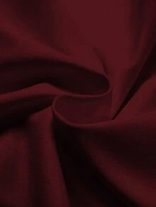 女士标语印花短袖休闲圆领T恤 - 酒紅色 - 查看 5