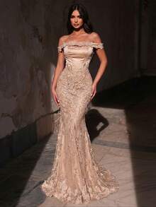 Glamrae Đầm đuôi cá sang trọng, đính cườm và sequin, tay áo hoa tua rua, phù hợp cho đám cưới, tiệc tùng, kỳ nghỉ, dạ hội và các dịp trang trọng (đính kết rất cầu kỳ). - xanh quân đội - Xem 8