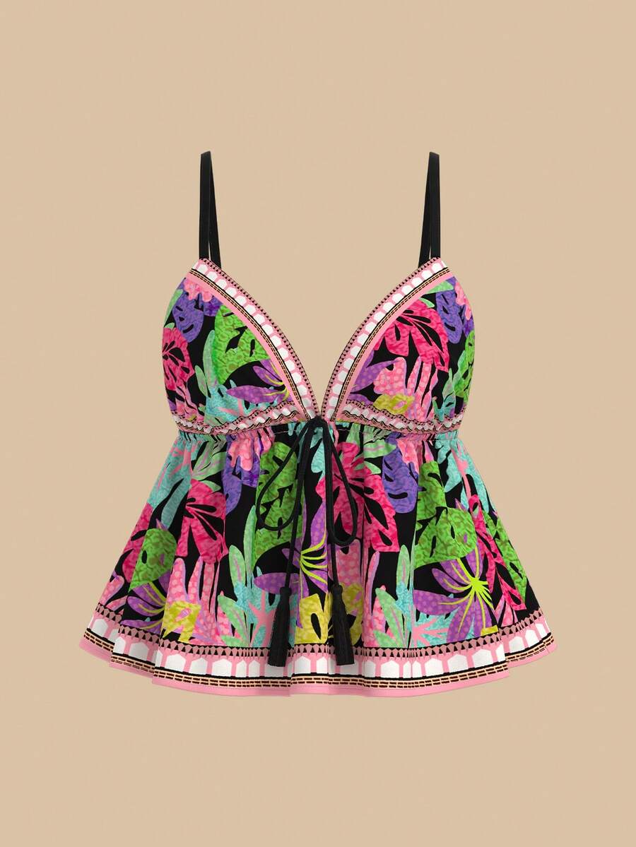 Travachic Áo hai dây in họa tiết nhiệt đới gợi cảm cho nữ - Nhiều màu - Xem 1