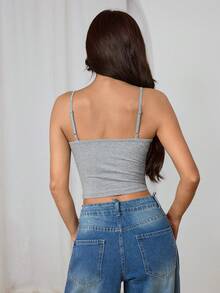 SHEIN PETITE 4pcs Women Tight-Fitting Cropped Casual Camisole Tank Tops, Suitable For Summer Back To School - Multicolor - View 3