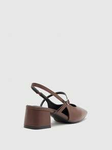 CUCCOO BIZCHIC Women's Classic Black Strap Low Heel Pumps For Christmas Valentine's Day Spring Shoes - Brown - View 9