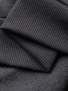 DAZY 少女字母虎纹圆领撞色网纱荷叶边休闲卫衣 春季 - 深灰色 - 查看 8