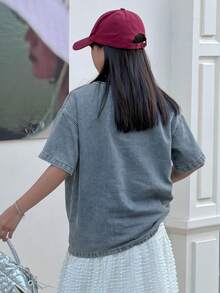 Dazy Kids Girls Denim Round Neck Blouse