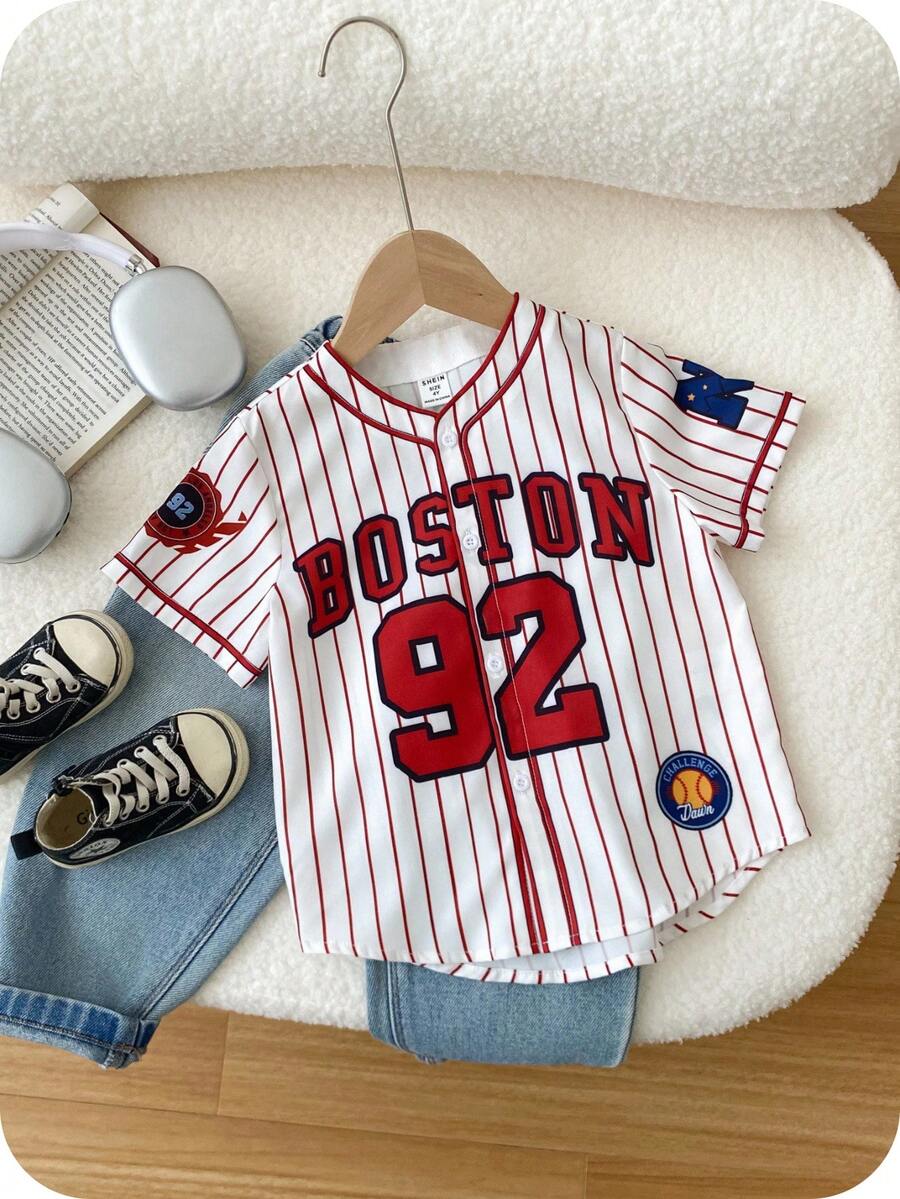 男婴套装，短袖裙，棒球夹克，短袖衬衫，舒适百搭，休闲时尚，日常运动街头风，适合春、夏、秋、冬、室内、日常、运动、派对、拍照、节日、街头穿搭、运动服、圣诞节、新年等场合。男婴球衣，男婴服装，棒球衫。 - 白色 - 查看 1