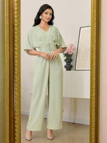 Modelyn Bộ áo liền quần đính đá lấp lánh thời trang mới dành cho nữ - Màu xanh Bạc hà - Xem 7