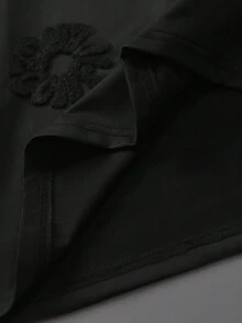 STYNVO 男士加大码休闲黑色贴花圆领短袖T恤 - 黑色 - 查看 4