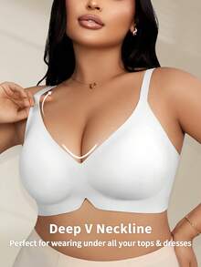 NudeFit 2pcs/Set Women's Seamless Wireless Bras, Soft Supportive Jelly Padded, Minimalist Solid Color Everyday Bras - Black and White - View 6