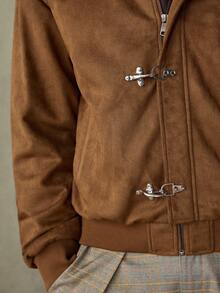 SWAVVY Áo khoác nam dài tay màu trơn, đa năng, khóa kim loại, kiểu dáng đơn giản, màu đất; Áo khoác bomber nam màu nâu cà phê; Áo khoác nam màu nâu; Áo khoác sơ mi nam; Áo khoác màu nâu; Áo khoác nam màu đất; Áo khoác màu nâu cho nam. - màu nâu - Xem 5