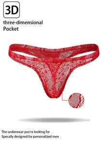 1件红色蕾丝透明丁字裤