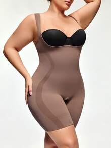 SHAPORA Mono de mujer de talla grande, moldea la cintura y el abdomen, levanta el trasero, diseño minimalista para dar forma al Body - Marrón Mocha - Ver 5