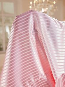 LuxeNights 撞色条纹提花领蝴蝶结刺绣口袋女士睡衣套装 - 彩色 - 查看 6