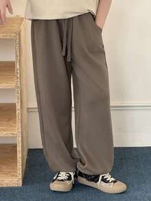 Dazy Kids Tween Boy Solid Color Drawstring Waist Casual Pants - Olive Green - View 5