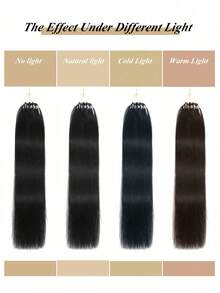 50 piezas Extensiones de cabello humano recto con micro anillos y línea de pesca, 50g de extensiones de cabello Remy de color natural para mujeres - SNatural - Ver 7