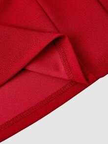 SHEIN MOD 1 chiếc đầm ngắn nữ kiểu dáng cung đình cổ điển, hở vai, thích hợp cho đám cưới mùa thu, dạ hội, phù dâu, lễ hội âm nhạc, hở lưng, năm mới, váy dạ hội, đầm dự tiệc. - Đỏ - Xem 6