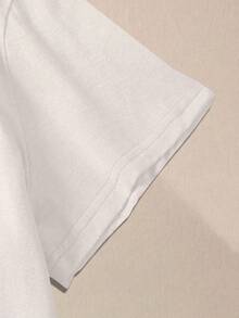 Rovax Street Fashion Women Short Sleeve T-Shirt, Minimalist English Graphic Print - White - View 3