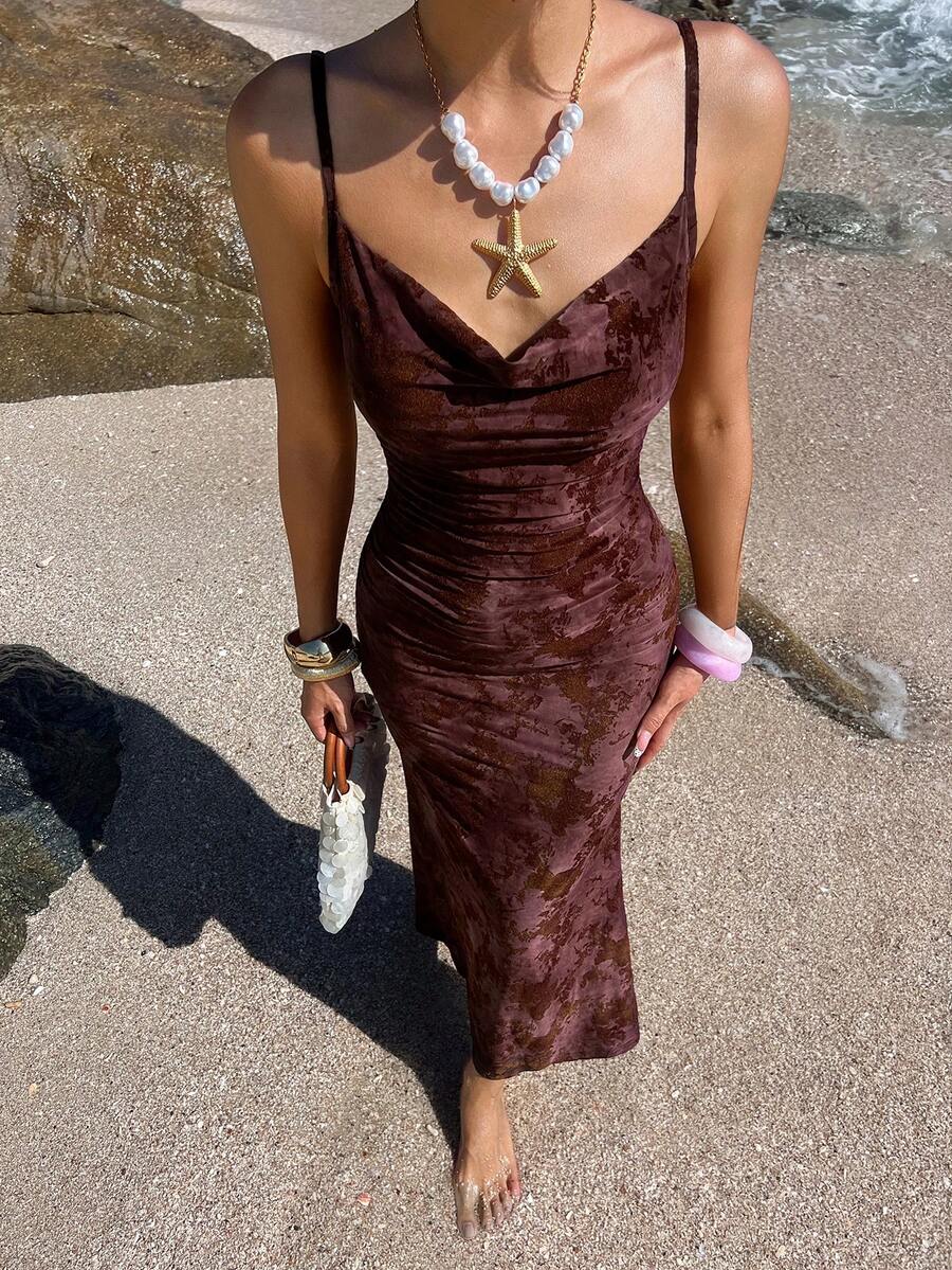 DAZY Đầm slip dáng lửng phong cách Y2K dành cho nữ. - Màu Đỏ Sâu - Xem 1