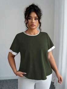Elenzga Áo sơ mi thời trang mùa hè, kiểu dáng thường ngày, thoải mái, phối màu nổi bật với nơ 3D phía sau. - xanh quân đội - Xem 4