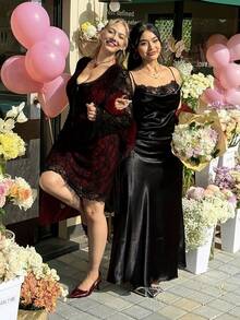 GalTyme 大码女式前系带蕾丝喇叭袖性感时尚春夏连衣裙 - 彩色 - 查看 5