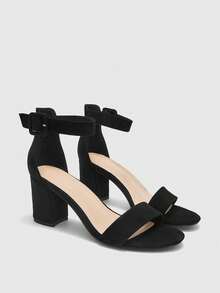 CUCCOO BIZCHIC Women Shoes Summer New Round Toe Thick High Heel Black Ankle Strap Fashion Classic Simple And Comfortable Commuter Women's High Heel Sandals - Black - View 4