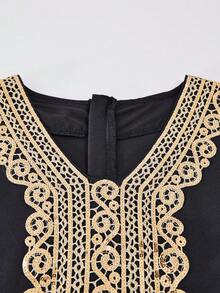 2pcs/Set Tween GirlsMesh Trim Cardigan & Sequin Collar Long Sleeve Dress, Suitable For Outings, Commuting, And Party Occasions - Black - View 9