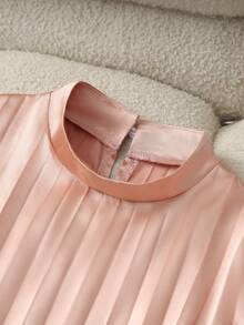 GlowEve Elegant Romantic Vacation Valentine's Day Party Pleated Tie-Up Bow Dress For Women - Baby Pink - View 7