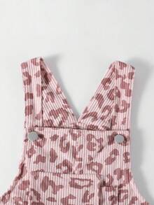 SHEIN ChillGRL Young Girls Casual Leopard Print Overalls, Pink Bow Decor, Loose Straight Leg, Soft & Comfortable Fabric, Suitable For Daily Casual Wear, School And Commute, Spring/Summer/Autumn/Winter - Pink - View 4
