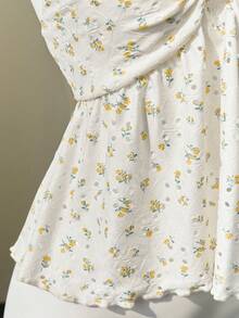 Elamini 黄色碎花镂空V领性感露背吊带背心，甜美迷人，春夏款 - 彩色 - 查看 7