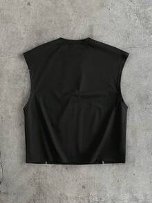 AXEPEAK Men's Graphic Print Contrast Trim American Hustle Sports Tank Top - Black - View 2