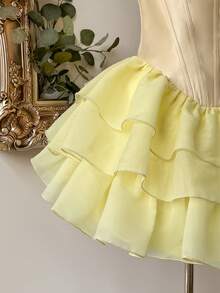Lovelzi Đầm dạ hội màu vàng thanh lịch với dây đeo có thể tháo rời, trang trí khoen xỏ, nơ lãng mạn, kiểu quây ngực, có gọng, nhiều lớp, dáng ngắn, thắt eo điều chỉnh được, phù hợp cho hẹn hò, du lịch, tiệc độc thân, đám cưới, sự kiện tựu trường, đầm dạ hội dành cho nữ. - Màu vàng - Xem 7