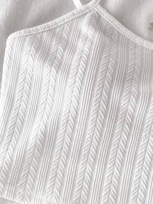 SHEIN 少女绿白两件套：纯色吊带上衣和碎花开衩裙，休闲假日装 - 薄荷綠 - 查看 6