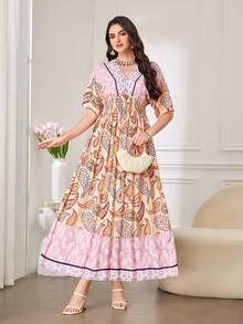 Al Najma Đầm Ả Rập kiểu dáng Bohemian mùa hè dành cho nữ, họa tiết Paisley, thắt eo. - Nhiều màu - Xem 7