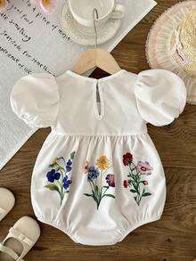 LMoss Kids 女婴可爱碎花图案翻领连体衣，夏季