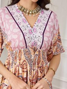 Al Najma Đầm Ả Rập kiểu dáng Bohemian mùa hè dành cho nữ, họa tiết Paisley, thắt eo. - Nhiều màu - Xem 6