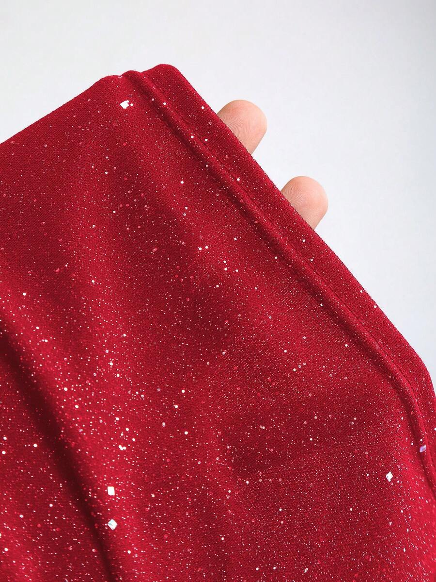 Sweetra Petite Top curto de malha metálica com lantejoulas e decote halter para mulher, top justo sexy com costas nuas, para mulheres petite 4